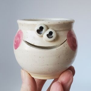 Super Cute Studio Pottery Smiley Face Ceramic Pot EUC
